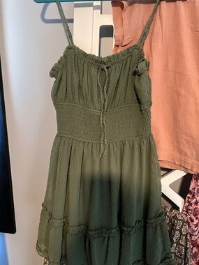 Trixxi Olive Green Smocked Sundress size M